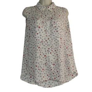 Joe Fresh Women’s Sleeveless Butterfly Button Front Blouse Top Size M